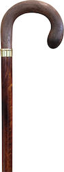 Wooden Beech Walking Stick Round Handle Brown Garcia 726