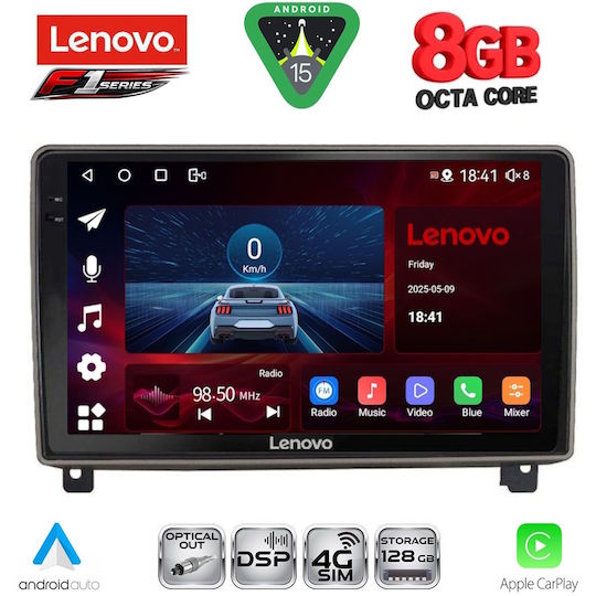 Lenovo Car Audio System for Peugeot 407 2004-2011 (Bluetooth/USB/WiFi/GPS/Apple-Carplay/Android-Auto) with Touch Screen 9"