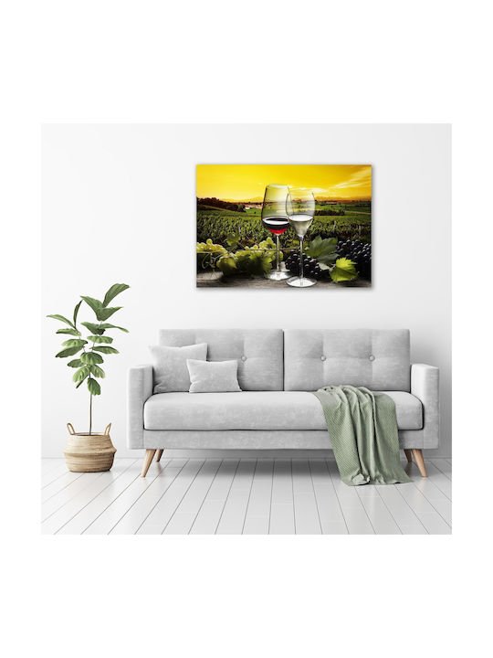 Panou De Perete Pânză Decorațiune Interioară Vin Struguri 100x70 Cm
