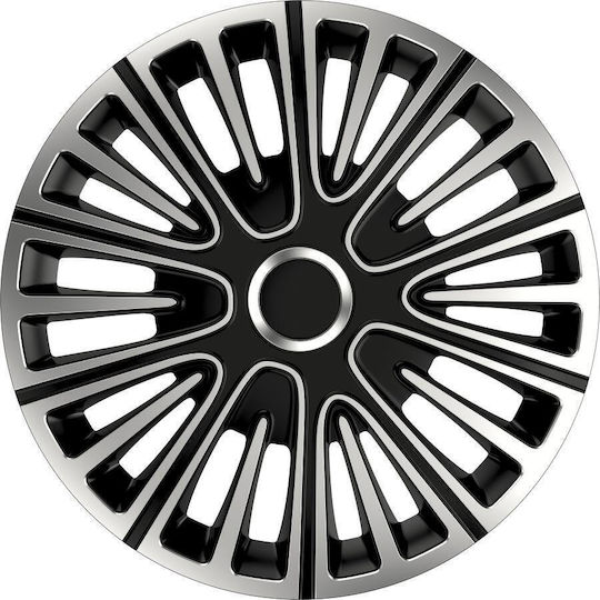Xl Cover Set Car Hubcaps 4 Pieces 16" Silver Black 550355