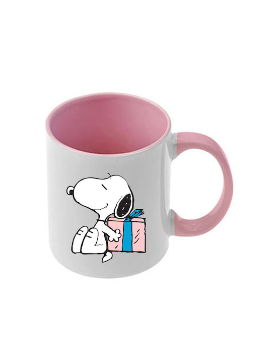 Snoopy Rosa Tasse Mit Griff Inneres