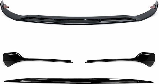 Front Spoiler Mercedes-Benz A-Class W177 18-23 Hatchback Sedan AMG Line Glossy Black 3 Pieces