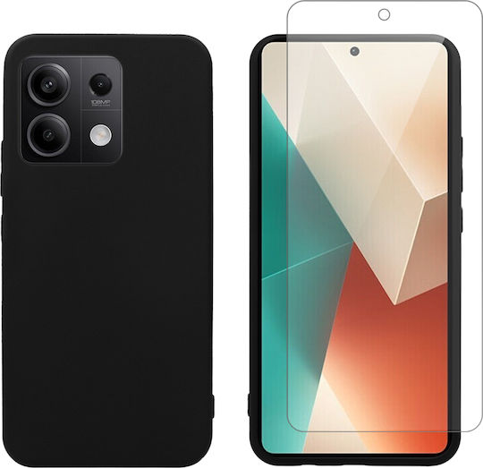 Redshield Задна корица Силикон / Закалено стъкло Черен (Redmi Note 13 5G)
