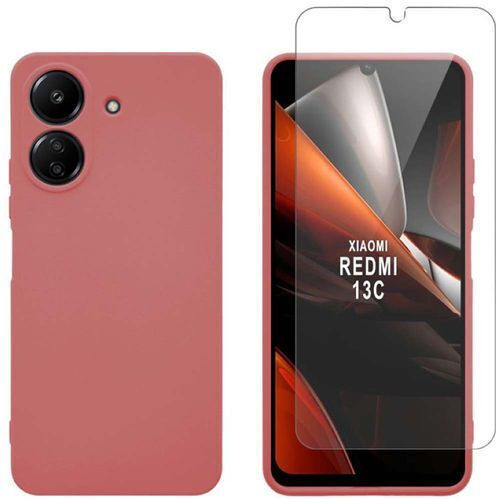 Redshield Set Back Cover Silicon / Tempered Glass Roșu (Realme C65)