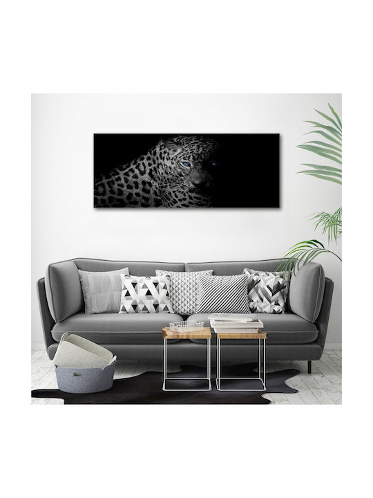 Tablou Decorativ Pânză Finisaj Îngrijit Leopard 125x50 Cm