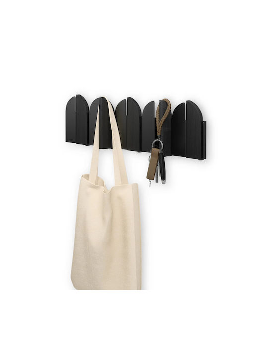 Umbra Wooden Wall Hanger 10 Hooks Black 43x2x14cm