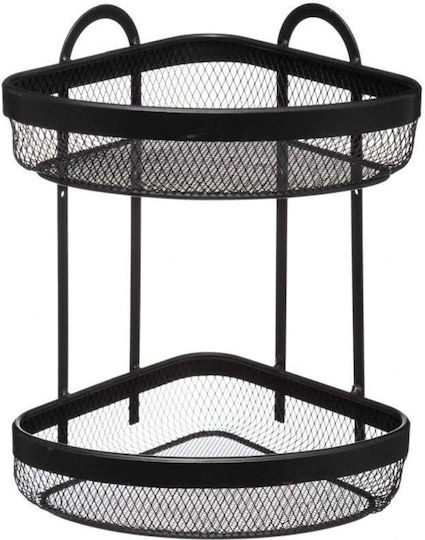 Atmosphera Ecke An Der Wand Montierte Metallische Badezimmerregal 22.2x22.2x33.7cm Schwarze