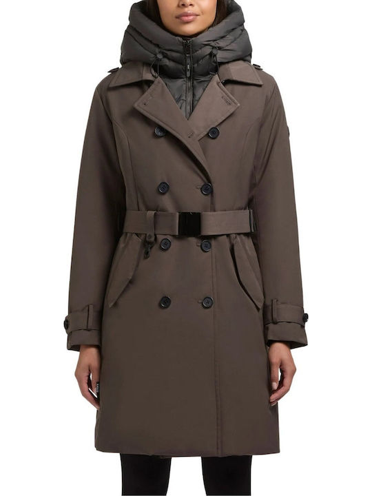 Γυναικείο Puffer Μπουφάν για Χειμώνα Grey