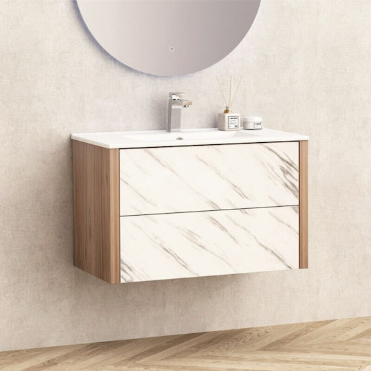 Inter Ceramic Πάγκος με Νιπτήρα Καφέ