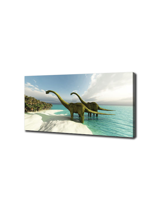 Canvas Wall Art Refined Finish Dinosaurs On The Beach 140x70 Cm