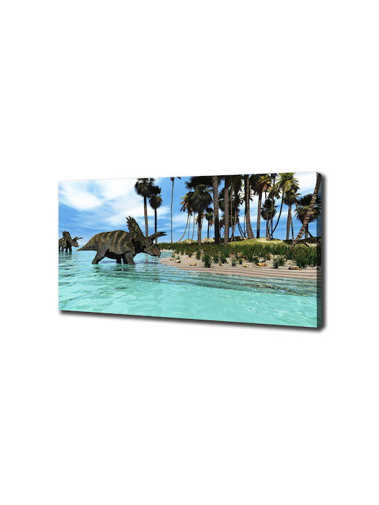 Panou De Perete Din Pânză Potrivit Pentru Decor Permanent Dinozauri 140x70 Cm