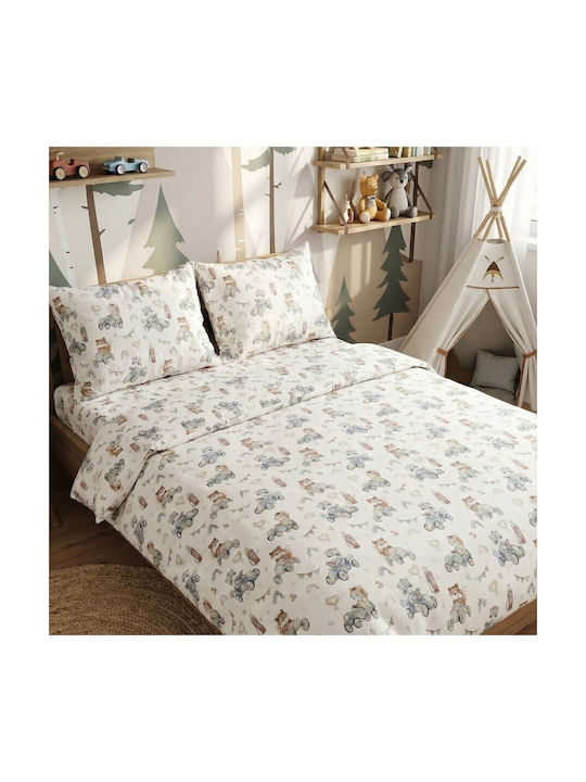 Pucioasa Conținut set Husă de pilotă pentru copii Dublă cu 2 fețe de pernă Bej 200x230cm