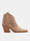 Women's Cowboy Boots with Medium Heel Beige