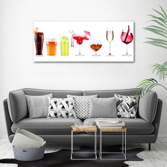 Panou Pânză Interior Spațiu Utilizare Zilnică Set Băuturi 125x50 Cm