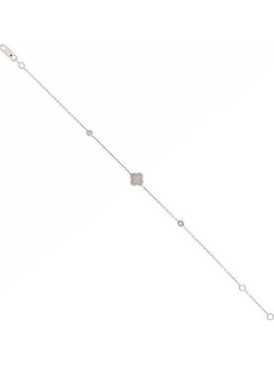 Papadopoulos Gold Women's Bracelet with Cross design made of White gold 14K with Zircon