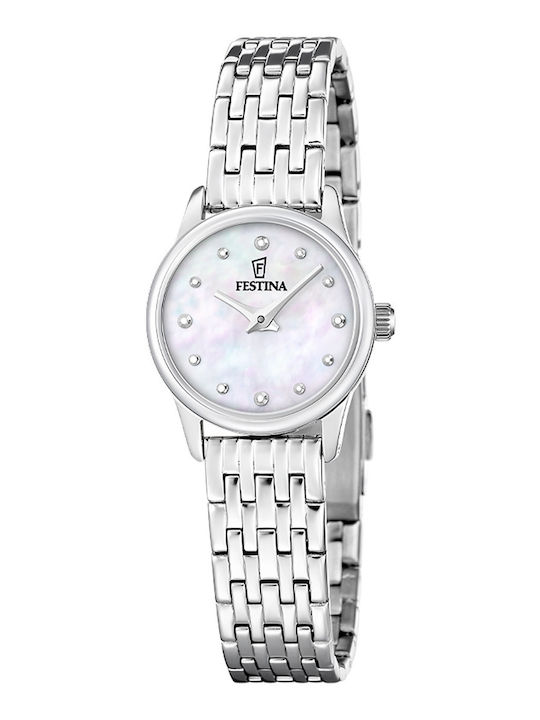 Festina Mademoiselle Γυναικείο Ρολόι Μπαταρίας με Ασημί Μεταλλικό Μπρασελέ