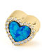 George Art Jewels Hängender Herz Charm aus Vergoldetem Silber mit Blauem Zirkon