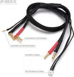 D-max Charge Lead 4/5mm 2s Car Lipo To 4mm Bullets 12awg 500mm