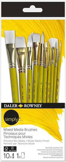 Πινέλα Daler Rowney Σετ 10τεμ Simply Short Handle Mixed Media 216650110