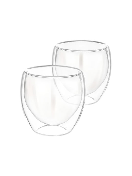 Cheffinger Lot 2 Glasses 250ml Double Wall Borosilicate Glass Drinks Sienna