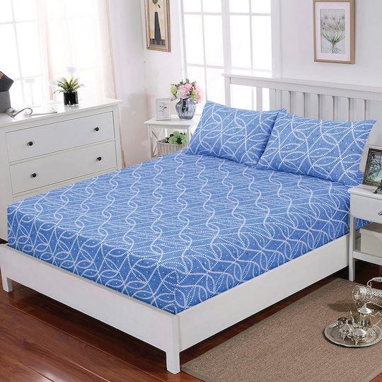 Casa Colori Sheet Double with Elastic 140x200+30cm. Imperial Blue Imperial Blue