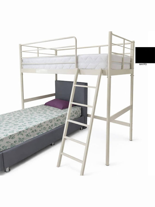 Pat Loft Paturi Pentru Copii Cușetă Single Negr...