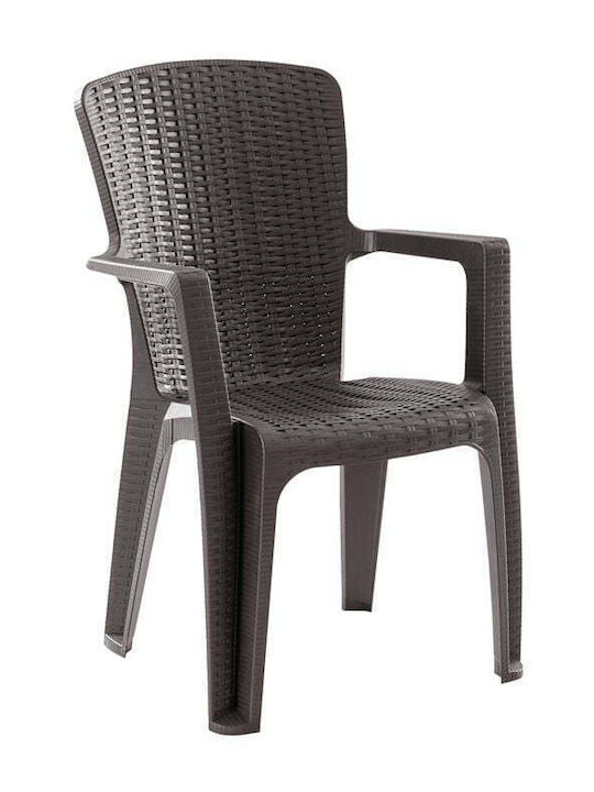 Καρέκλα Εξωτερικού Χώρου Rattan Side Καφέ 59x61x89εκ.