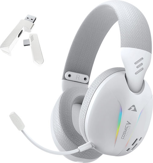 Armaggeddon Trimode Cosmic V Ultraclear Ozone Ασύρματο Over Ear Gaming Headset με σύνδεση Bluetooth / USB Λευκό