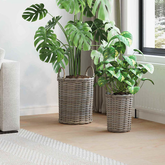 vidaXL Plant Pot Rattan Gray