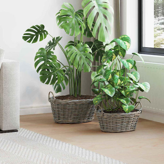 vidaXL Plant Pot Rattan Gray