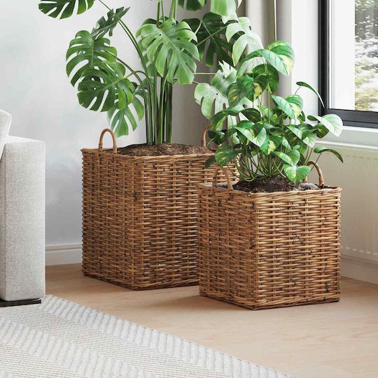 vidaXL Planter Rattan Brown