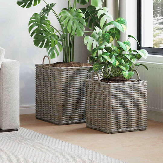 vidaXL Plant Pot Rattan Gray