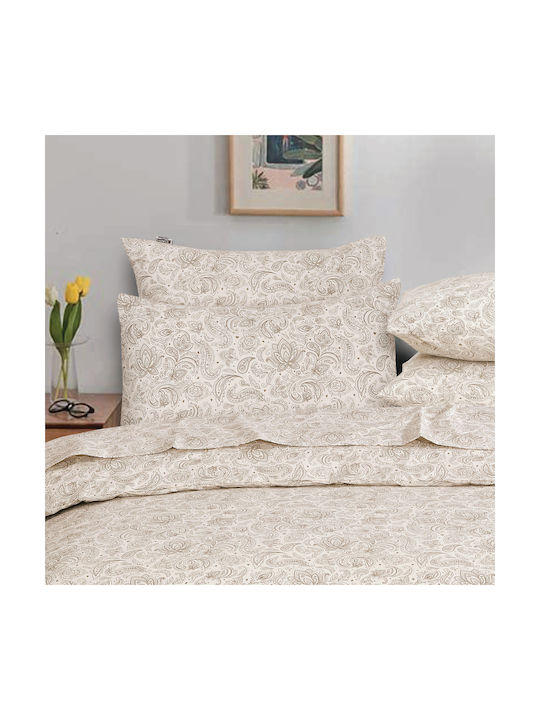 Casa Colori Elegance Pillowcase Set with Envelope Cover Ecru 50x70cm.