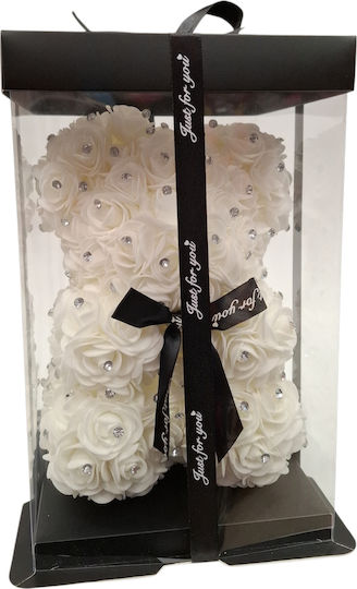 Rose Bear Teddy Bear White Rhinestones 25cm