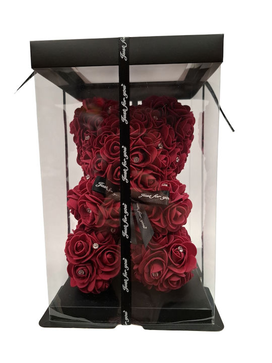 Rose Bear Teddy Bear Burgundy Rhinestones 25cm