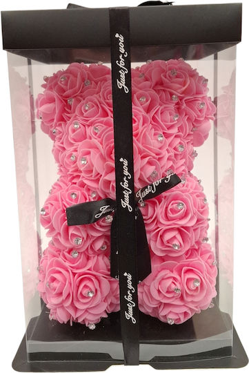 Rose Bear Teddy Bear Pink Rhinestones 25cm