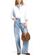 Hoch tailliert Damenjeans Light Blue