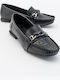 Leder Damen Mokassins in Schwarz Farbe