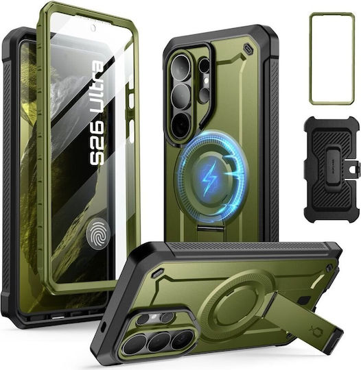 Supcase Unicorn Beetle Pro Mag 360 Full Cover Σιλικόνης / Πλαστικό Σετ με Τζαμάκι Πράσινο (Galaxy S26 Ultra)