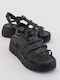 Women's Leather Platform Shoes Black