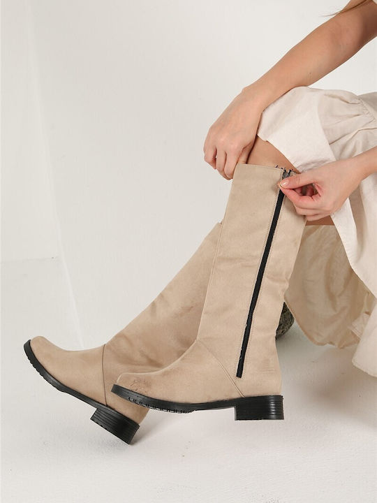 Suede Γυναικείες Μπότες Μπεζ