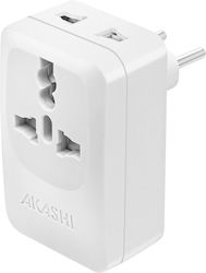 Akashi Travel Adapter Europe Brazil Korea Usb Usb C 15w White Akashi Travel Adapter Europe Brazil Korea Usb Usb C 15w White