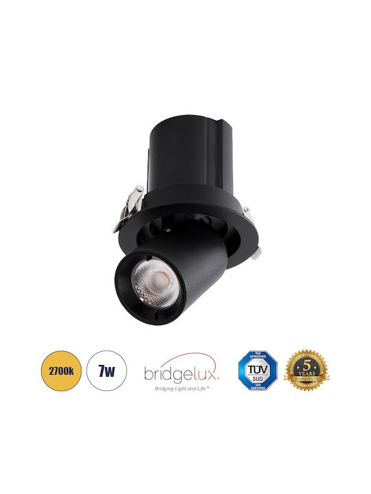 GloboStar Round Metallic Recessed Spot with Integrated LED and Warm White Light Black 9x9cm. 1pcs