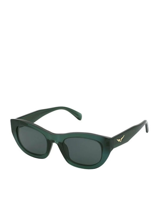 Zadig & Voltaire Women's Sunglasses with Green Plastic Frame and Green Lens
