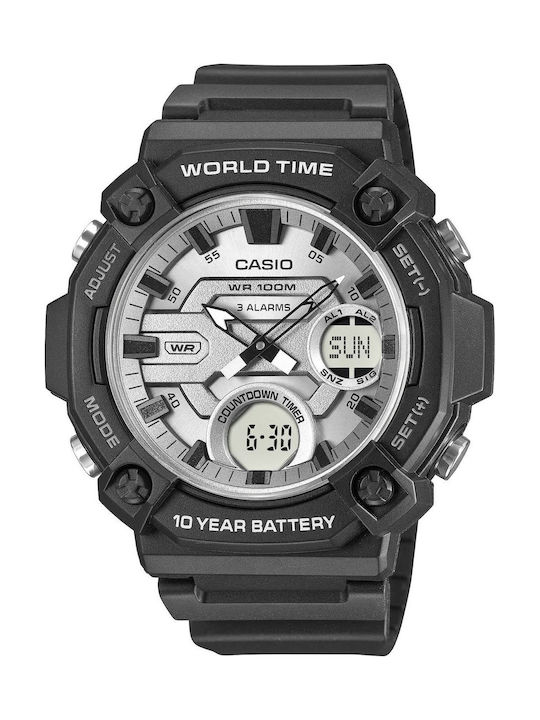 Casio Analog/Digital Men's Watch 52mm Battery With Black Rubber Strap
