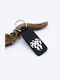 Handmade Leather Guitar Pick Keychain Checkered Black And White Black Leather