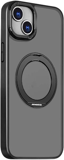 Jaym Magsafe Handyhülle iPhone 16 Plus Drehbarer Ring Stand Schwarz
