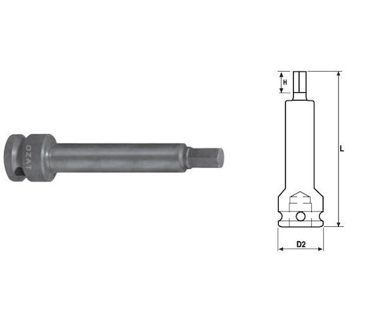 1'' Impact Socket Head External Hex Profile One Piece Length 100 Mm 17