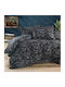 Pucioasa Set Husă de Pilotă Super Dublă cu 2 Fețe de Pernă 220x240 Black Leopard