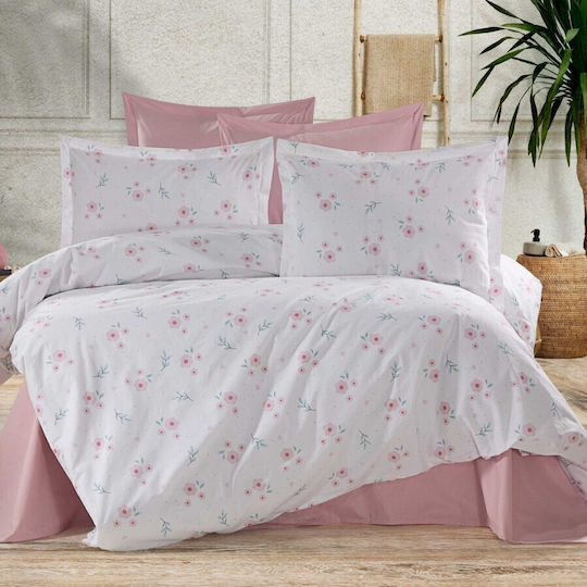 Pucioasa Set Husă de Pilotă Super Dublă cu 2 Fețe de Pernă & 1 Cearsaf 220x240 Powdered Flowers